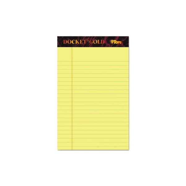 Tops Business Forms TOPS, DOCKET GOLD RULED PERFORATED PADS, NARROW RULE, 5 X 8, CANARY, 12PK 63900 - main